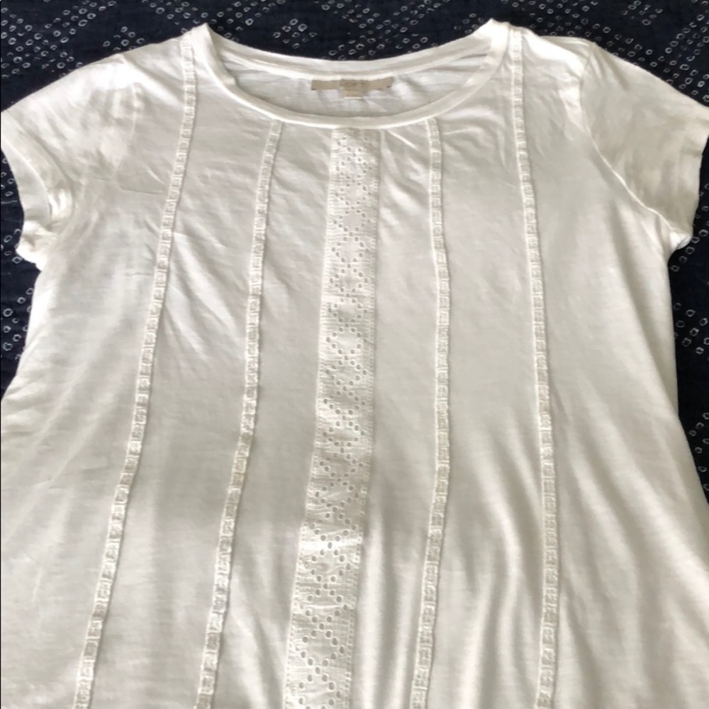 LOFT White Top Eyelet Detail Size Medium